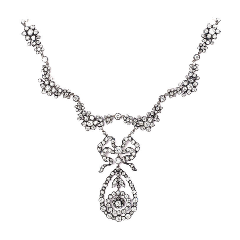Late Victorian Splendid Garland Style Diamond Necklace