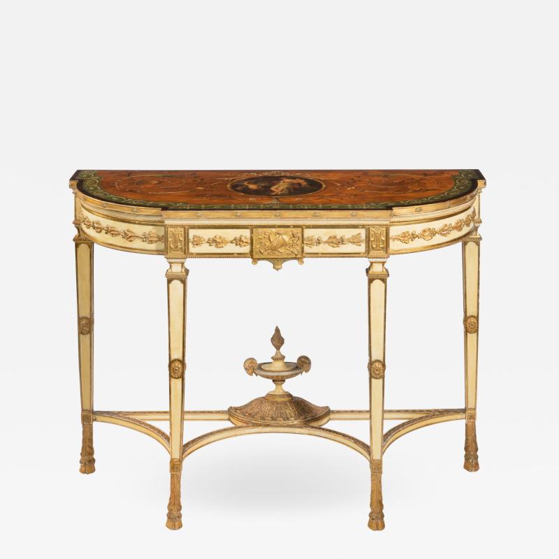 Late Victorian parcel gilt and painted Adam style console table