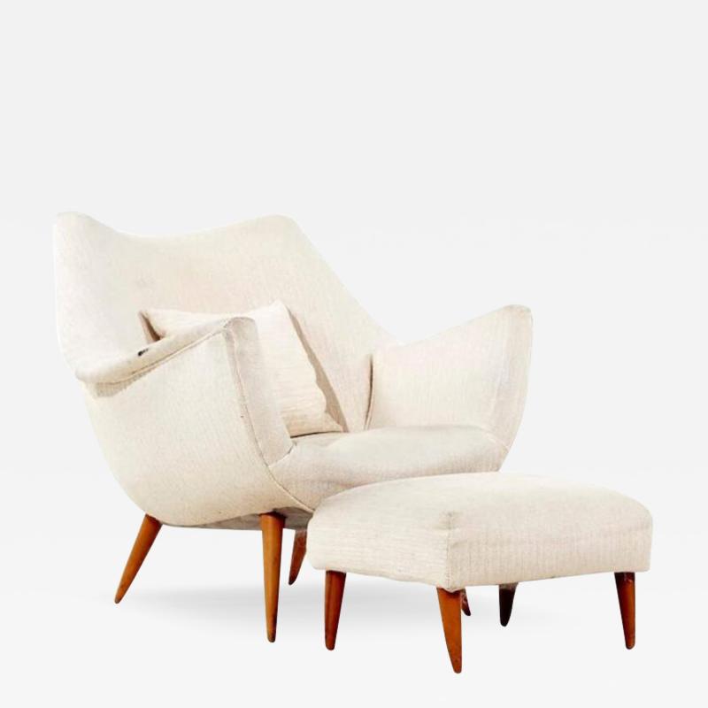 Lawrence Peabody Lawrence Peabody for Selig Mid Century Holiday Lounge Chair with Ottoman