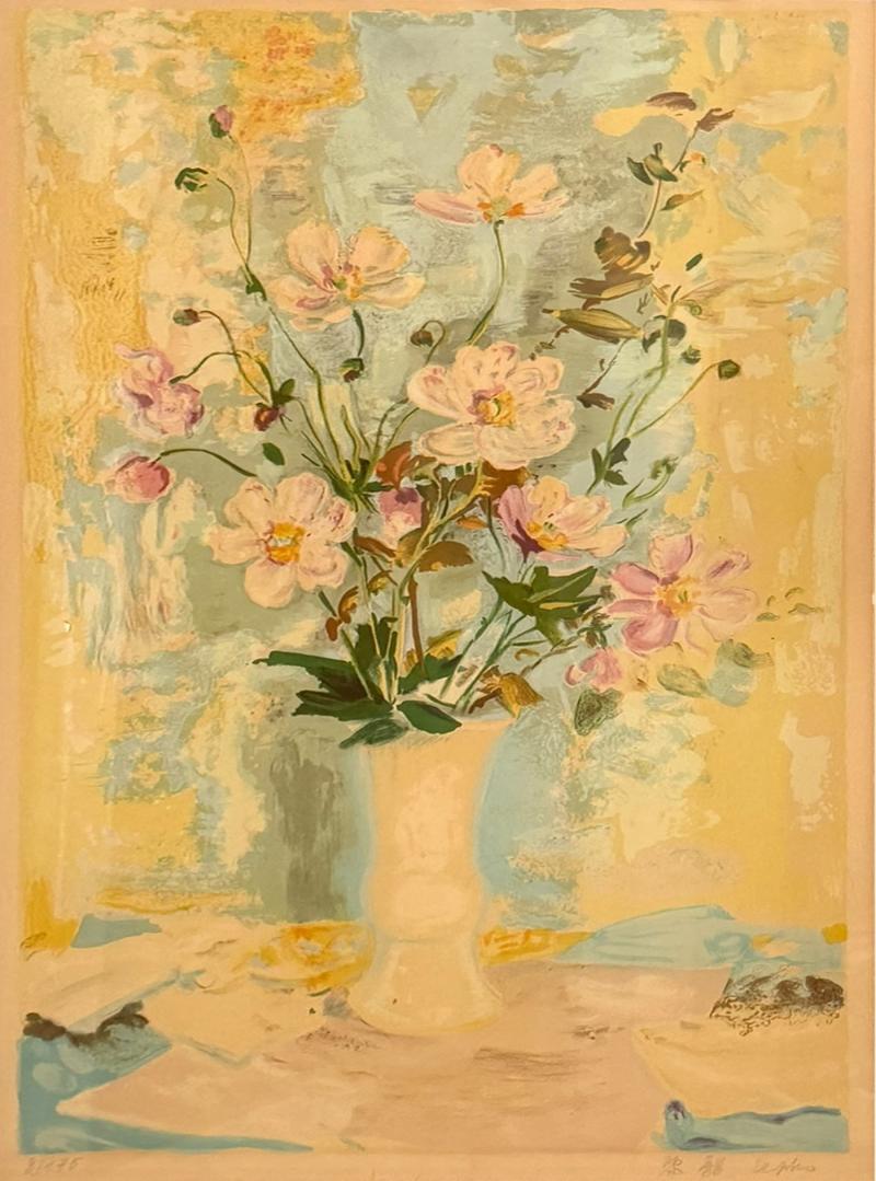 Le Pho BEAUTIFUL VASE OF FLOWERS SIGNED LITHOGRAPH BY LE PHO