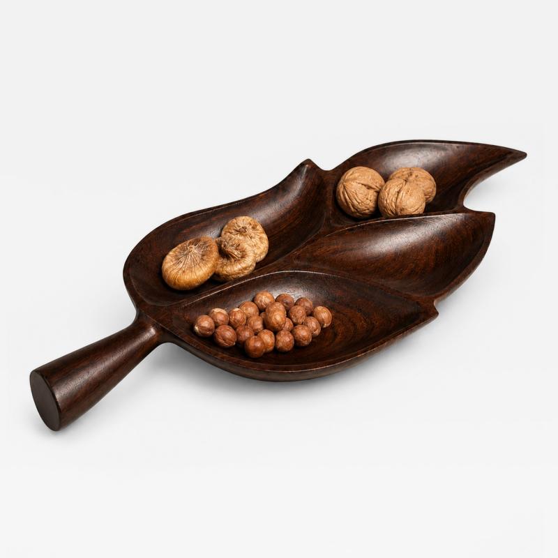 Leaf Form Serving Tray Sculptural Hand Carved Tray Decorative Serving Piece