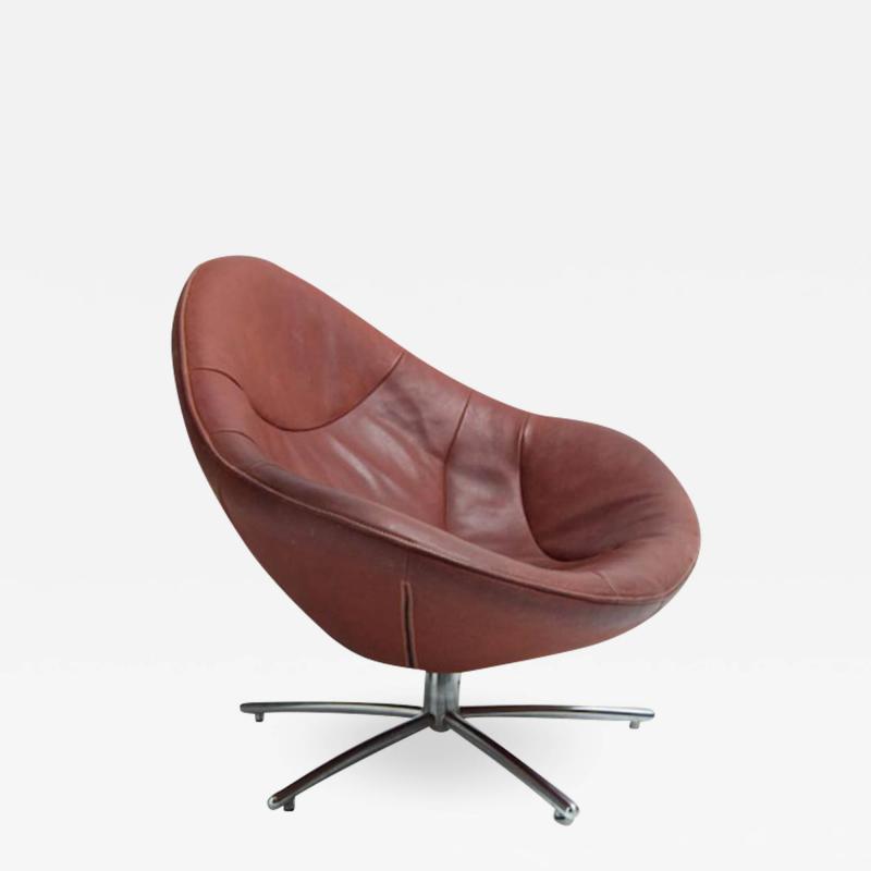 Leather Swivel Tear Drop Shaped Lounge Chair