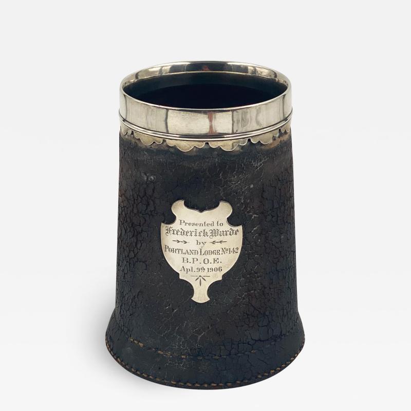 Leather Tankard with Silver Mounts American