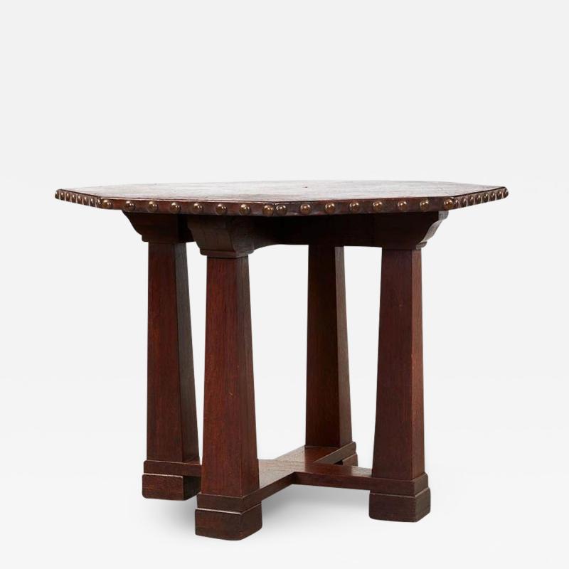 Leather Top Octagonal Center Table