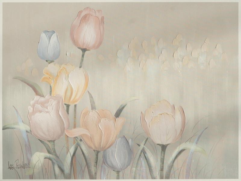 Lee Reynolds Large Scale Signed Lee Reynolds Lilies Oil Painting Mid Century Modern 1960s