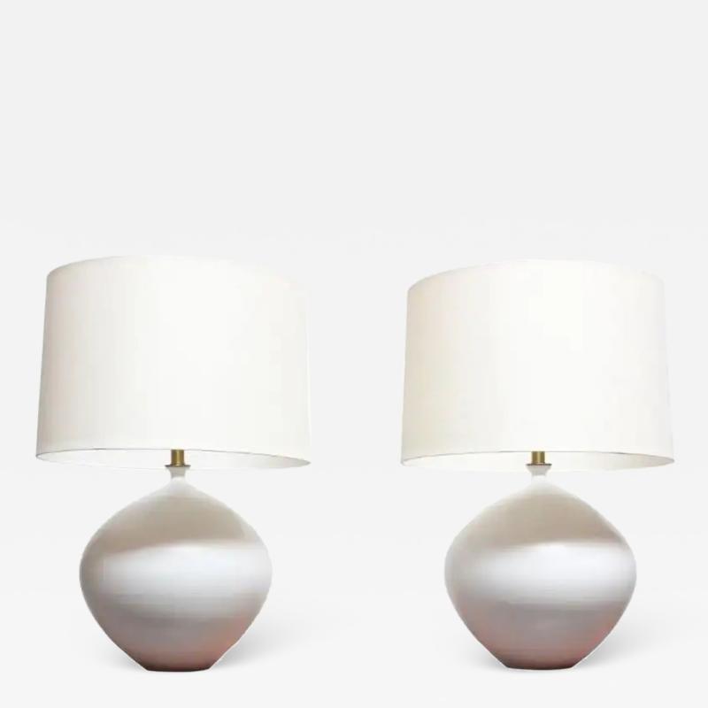 Lee Rosen Pair of Oversized White Ceramic Table Lamps by Lee Rosen for Design Technics