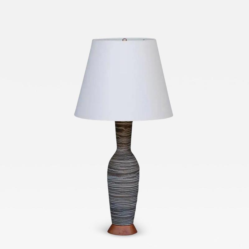 Lee Rosen Ribbed Salt Glaze Ceramic Lamp by Lee Rosen for Design Technics