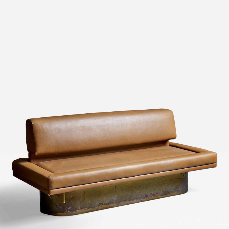 Leena Kolinen Sofa in Light Brown Faux Leather Finland 1960s