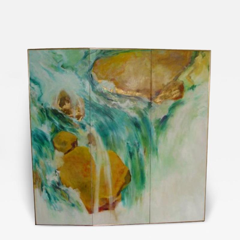 Lenn Kanenson Abstract Screen Painting Waterfall by Lenn Kanenson