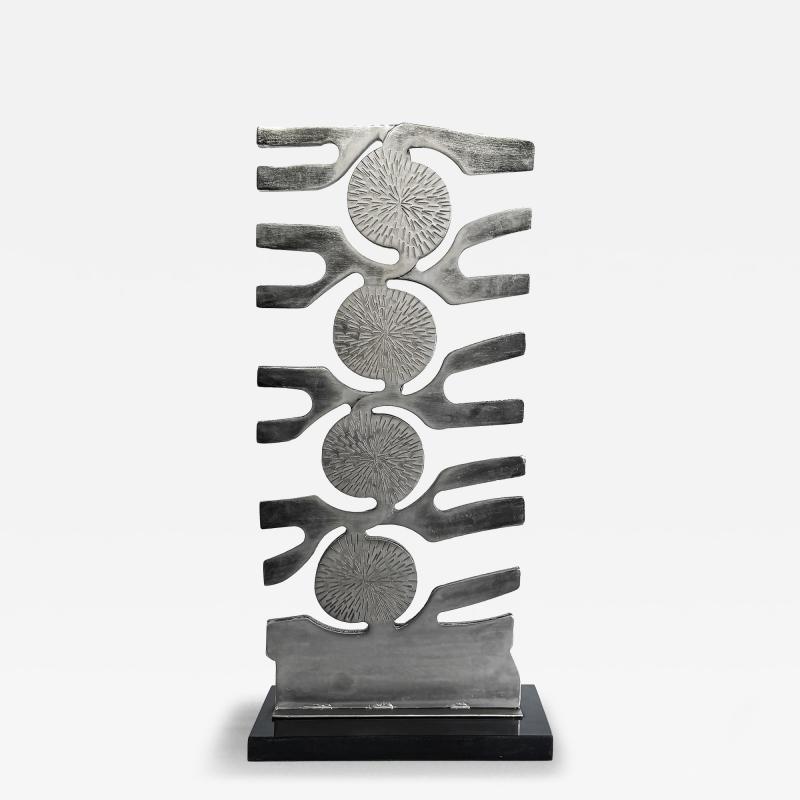 Leo Amino 1980s Vintage Forged Brutalist Abstract Stainless Sculpture Style of Leo Amino