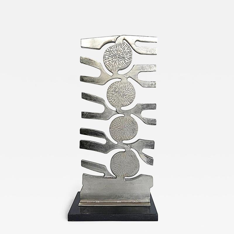 Leo Amino 1980s Vintage Forged Brutalist Abstract Stainless Sculpture Style of Leo Amino