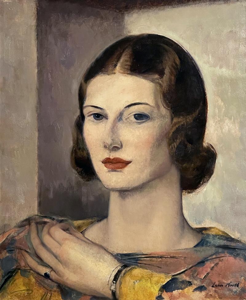 Leon Abraham Kroll Portrait of an Elegant Young Woman in Warm Grays and Soft Ochers