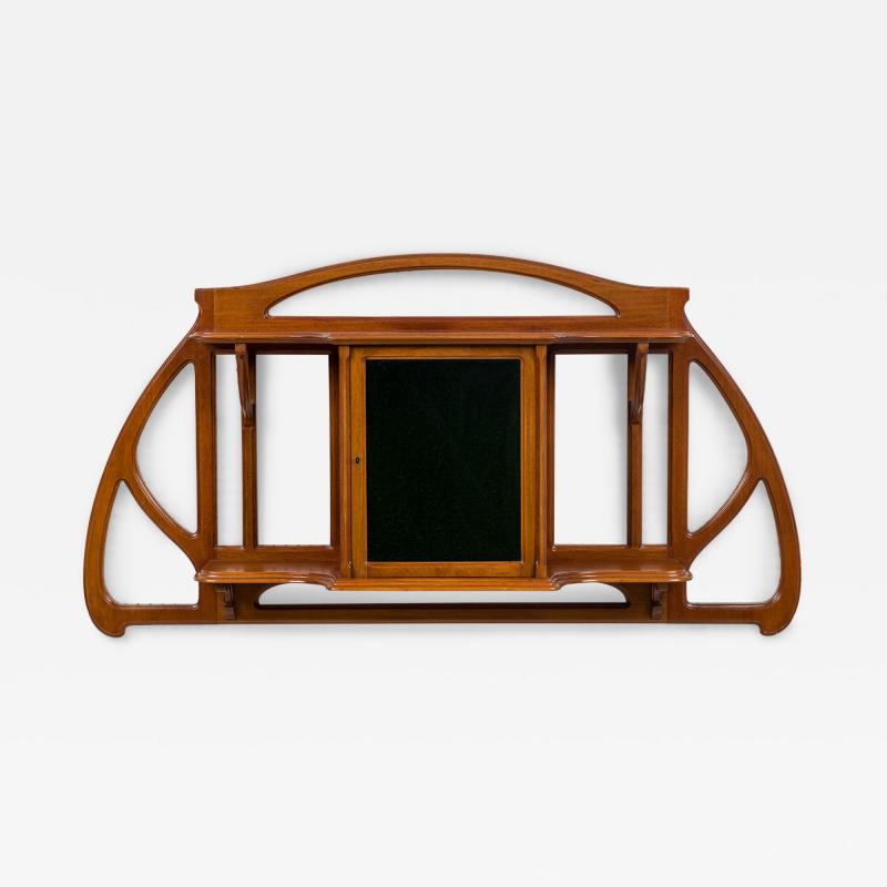 Leon Benouville Leon Benouville French Openwork Wood and Textured Glass Hanging Bar Cabinet