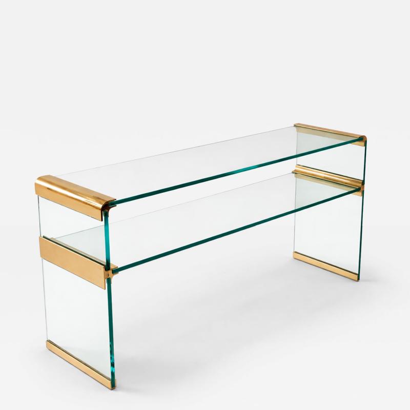 Leon Rosen Glass and brass Waterfall console by Leon Rosen for the Pace Collection