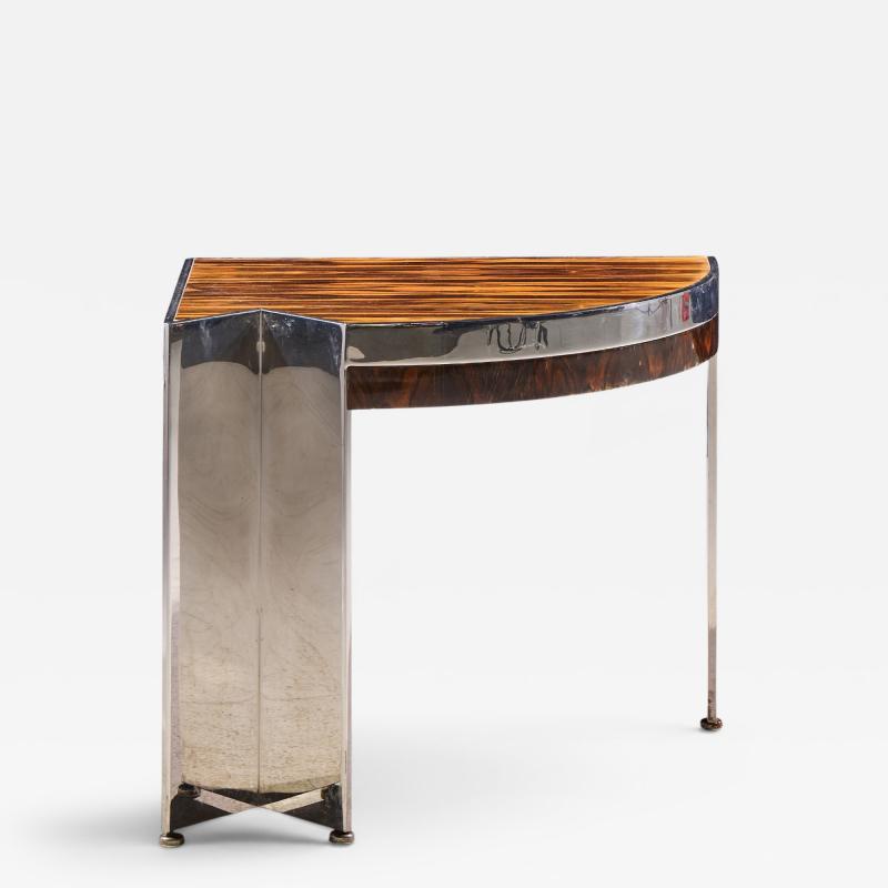 Leon Rosen Leon Rosen for Pace Mezzaluna Mid Century Steel and Rosewood Side End Table