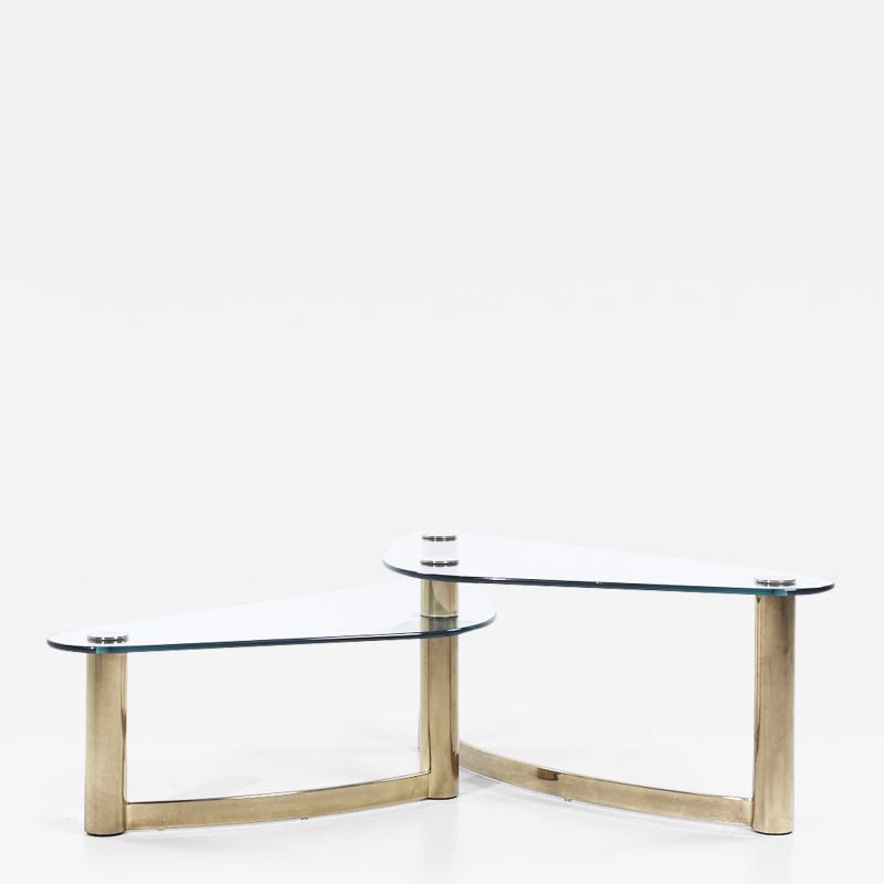 Leon Rosen Leon Rosen for Pace Style Mid Century Brass and Glass Two Tier Coffee Table