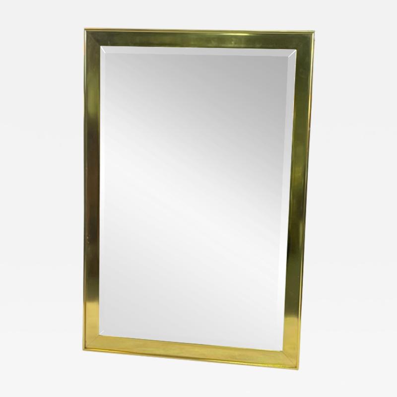 Leon Rosen MODERNIST RECTANGULAR BRASS FRAMED BEVELED MIRROR