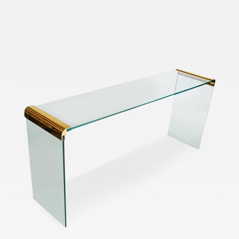Leon Rosen Mid Century Modern Brass and Glass Console or Sofa Table by Leon Rosen for Pace