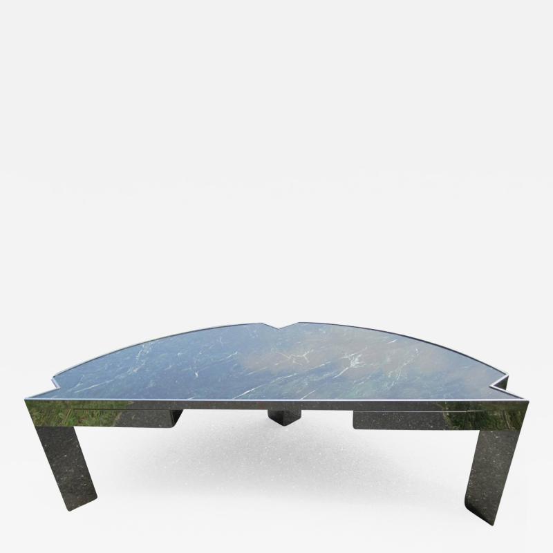 Leon Rosen Sculptural 1970s Leon Rosen for Pace Collection Steel and Marble Desk