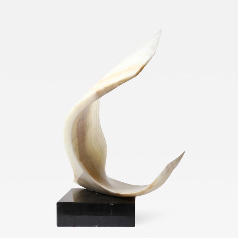 Leonardo M Nierman Wide White Onyx Sculpture by Leonardo Nierman