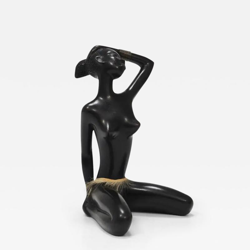 Leopold Anzengruber African Woman Figurine Sculpture by Leopold Anzengruber Vienna Austria 1950s