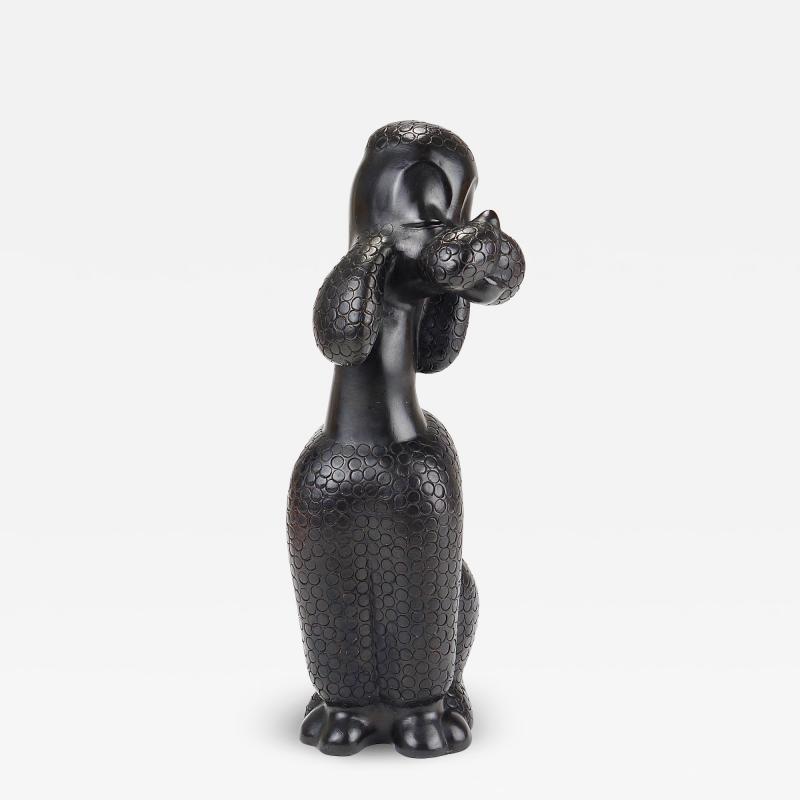 Leopold Anzengruber Charming Dog Poodle Sculpture Figurine by Leopold Anzengruber Austria 1950s