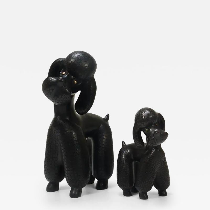 Leopold Anzengruber Pair of Mid Century Dog Poodle Sculptures by Leopold Anzengruber Austria 1950s