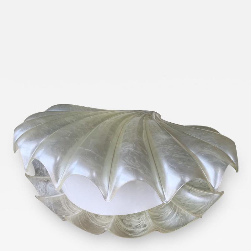 Liane Rougier Large Shell Lamp Pearl Resin Brass by Maison Rougier France 1970s