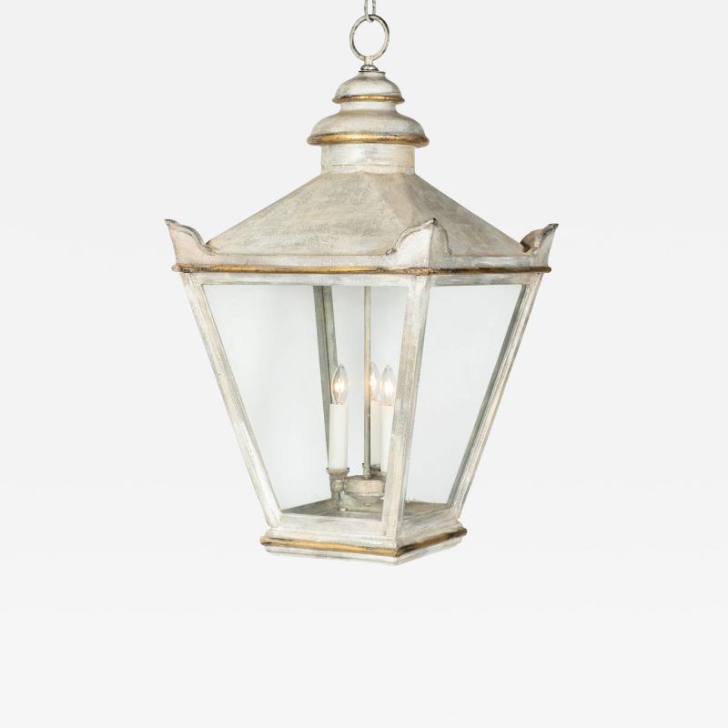 Light Gray Painted Iron Lantern