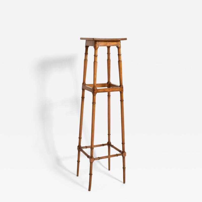 Light wood faux bamboo pedestal table 1900s 