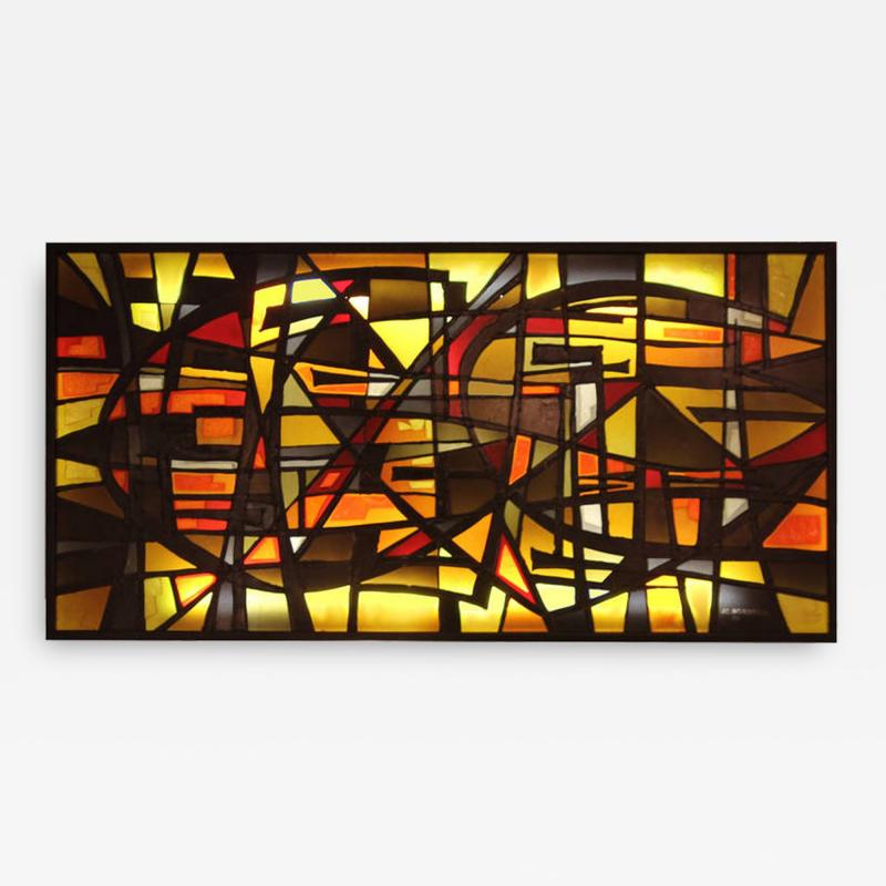 Lighting resin panel signed J C Bordreuil 1976