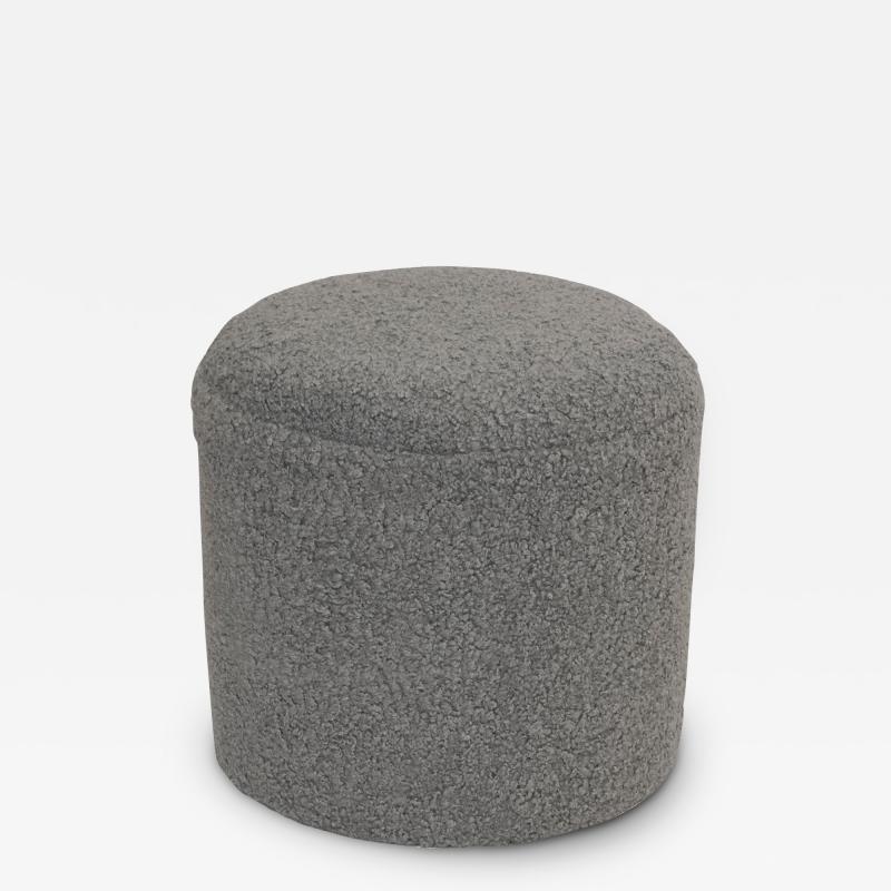 Limited Edition Custom Modern Pouf in Gray Faux Shearling