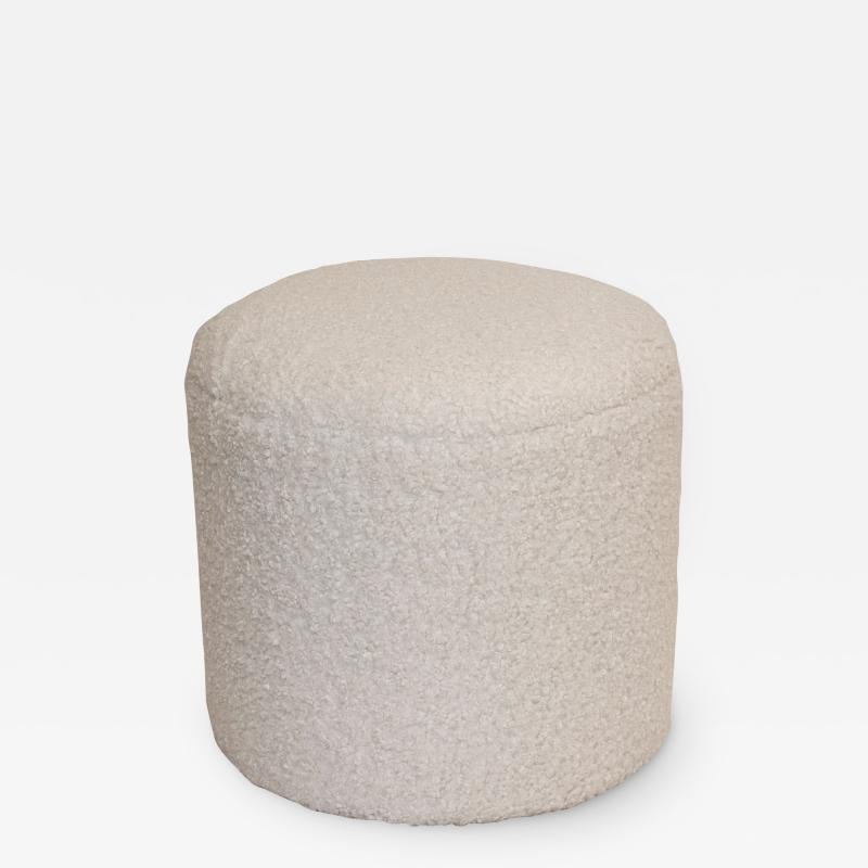 Limited Edition Custom Modern Pouf in White Faux Shearling