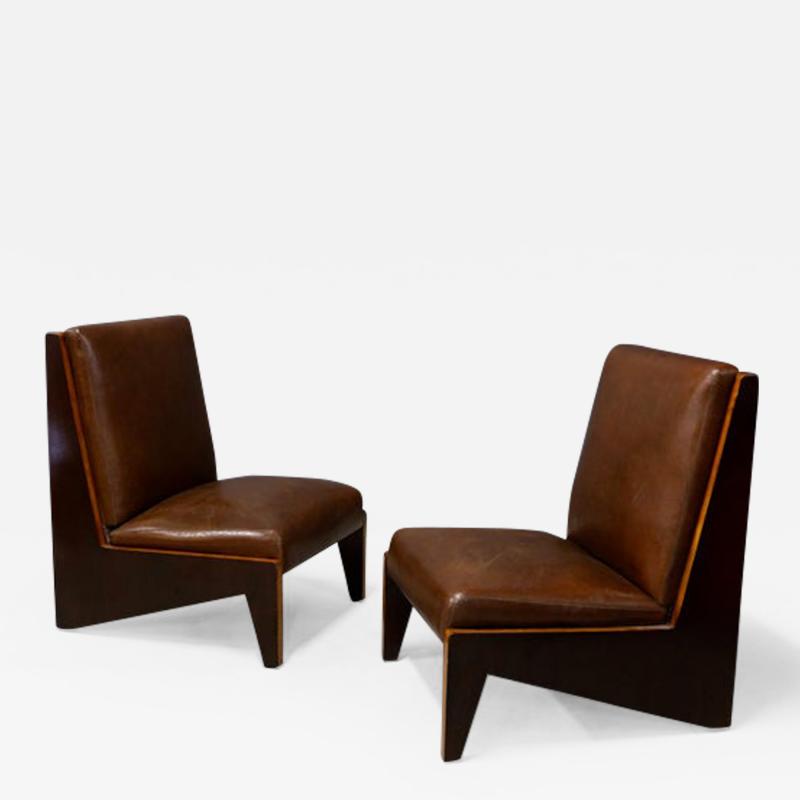 Lina Bo Bardi Pair of Midcentury Italian Armchairs Attributed to Lina Bo Bardi in Walnut 1950s