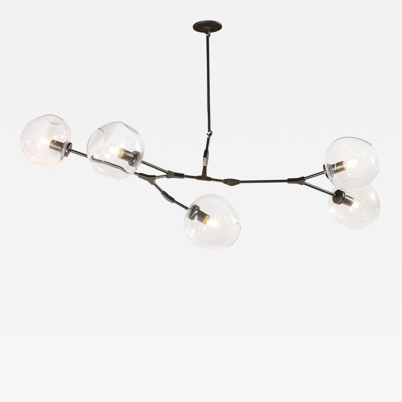Lindsey Adelman Modernist Hand Blown Transparent Glass Five Globe Chandelier by Lindsey Adelman