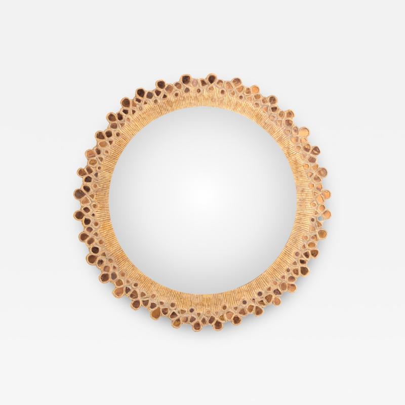 Line Vautrin A Copper Glass Gilt Resin Convex Mirror in manner of Line Vautrin 