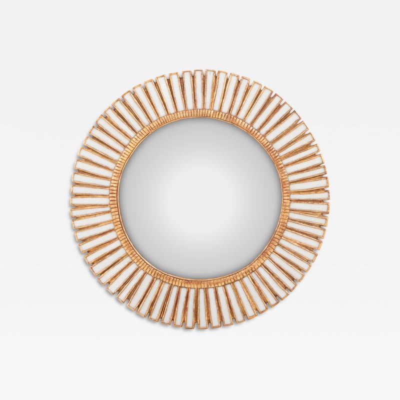 Line Vautrin A Cream Glass Resin Convex Mirror in the manner of Line Vautrin 