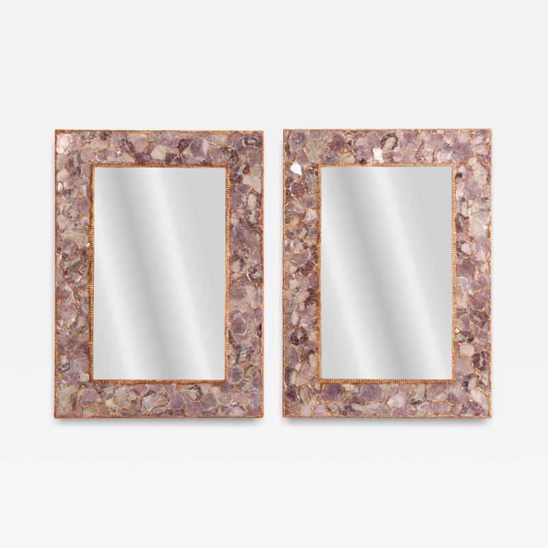 Line Vautrin A Large Pair of Lilac Mica and Gilt Resin Mirrors in manner of Line Vautrin 