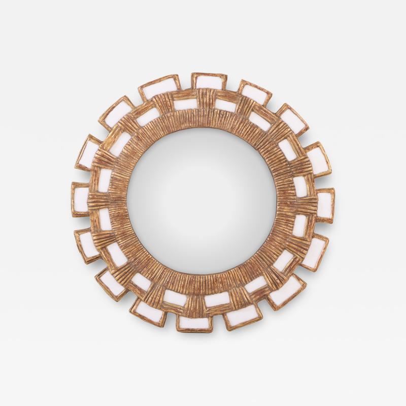 Line Vautrin A Snow White Glass and Resin Mirror in the Manner of Line Vautrin 