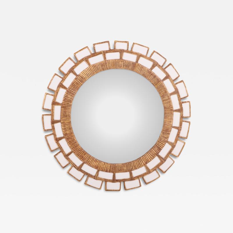 Line Vautrin A Snow White Glass and Resin Mirror in the Manner of Line Vautrin 