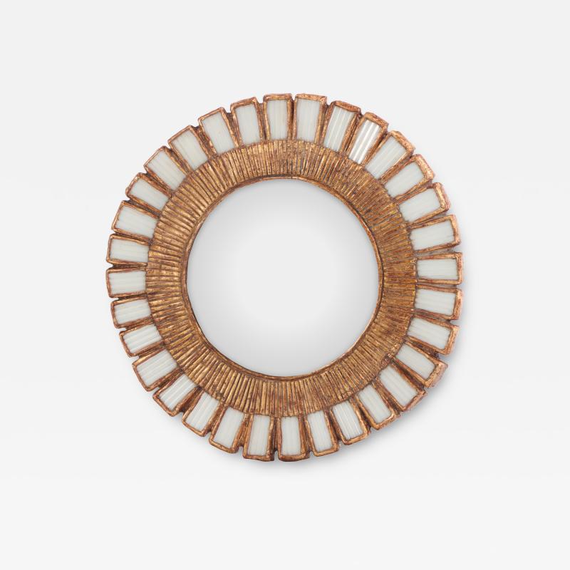 Line Vautrin A White Glass and Resin Mirror in the Manner of Line Vautrin Contemporary 