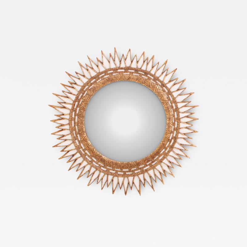 Line Vautrin An Ivory Glass Resin Convex Mirror in the manner of Line Vautrin