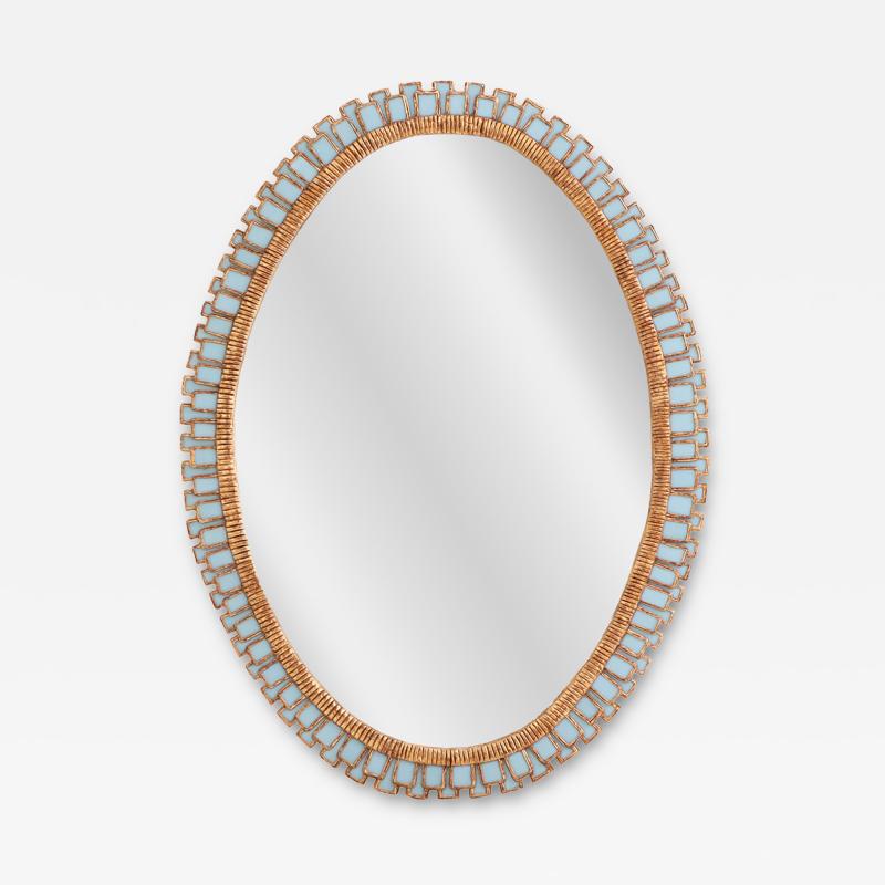 Line Vautrin An Oval Mirror in the manner of Line Vautrin 