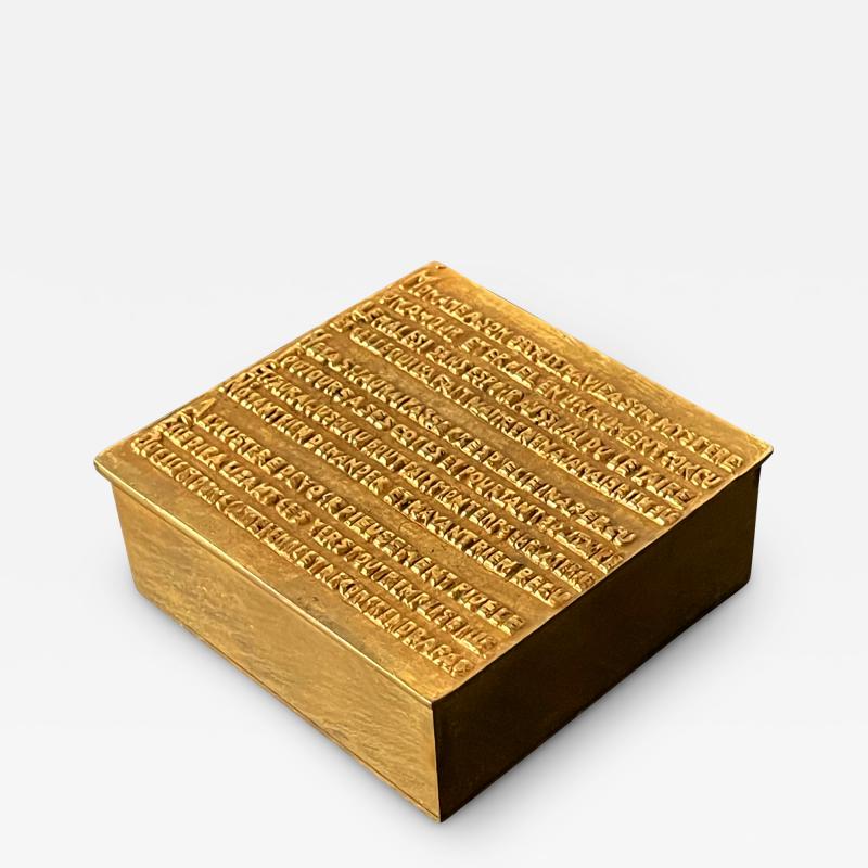 Line Vautrin French Line Vautrin Bronze Poem Box with Sonnet by Felix Arvers