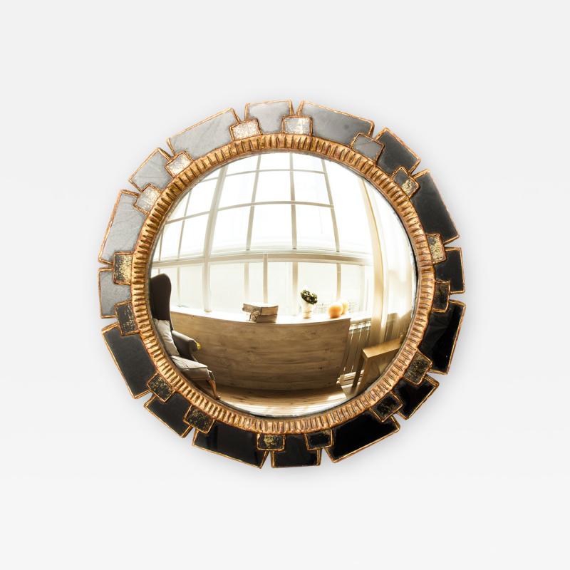 Line Vautrin Large giltwood mirror w dark colored glass frame in the manner of Line Vautrin