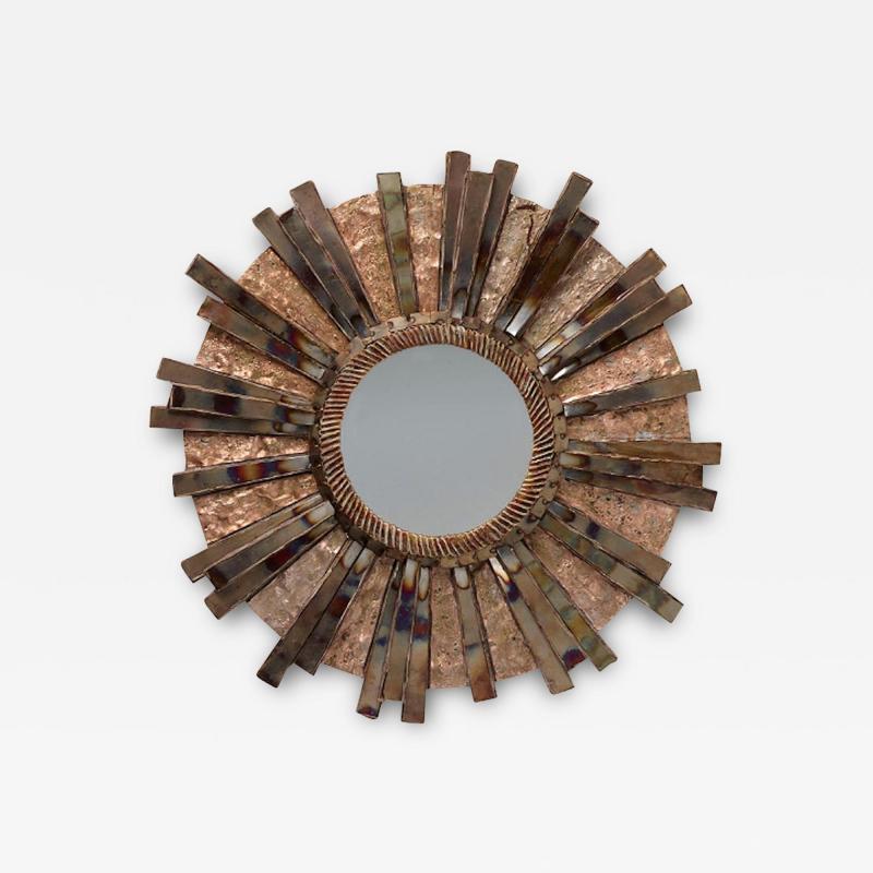 Line Vautrin Resin and Copper Circular Mirror School of Line Vautrin