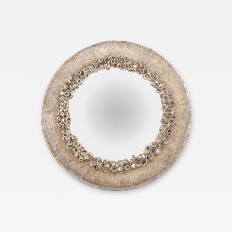 Line Vautrin Silvered Resin and Old Glass Convex Mirror in the Manner of Line Vautrin 