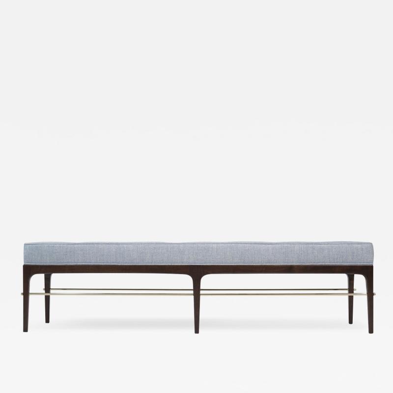 Linear Bench in Dark Walnut and Brass Series 72 by Stamford Modern