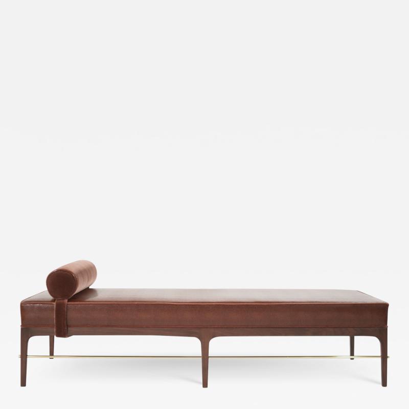 Linear Daybed in Leather and Mohair by Stamford Modern