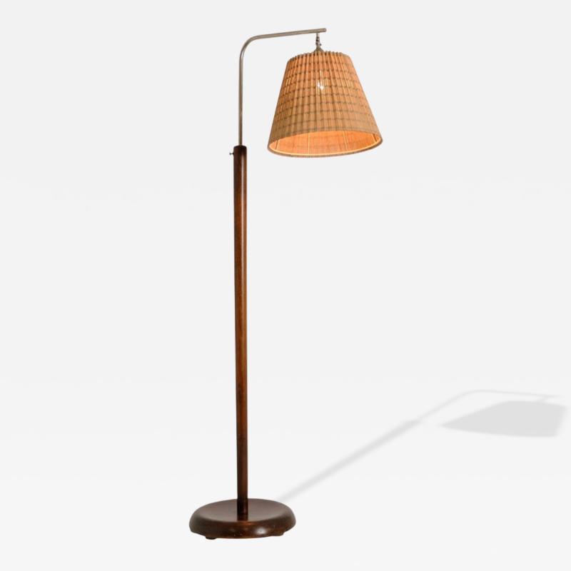 Lisa Johansson Pape Early Lisa Johansson Pape Floor Lamp in Birch Rattan Orno 1940s